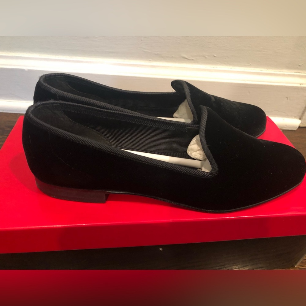 Talbots: Black Velvet Slip On Loafers. Size 6.5 B. Vintage. - Picture 3 of 7